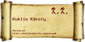 Kuklis Károly névjegykártya