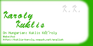 karoly kuklis business card